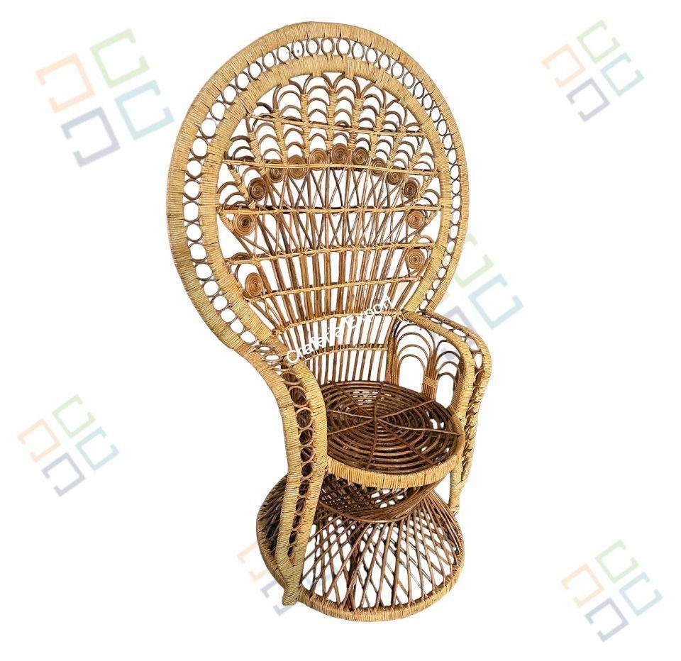 Rattan Cane Bamboo Grand Peacock Chair for Living Room | Natural Wooden Color - Image 3
