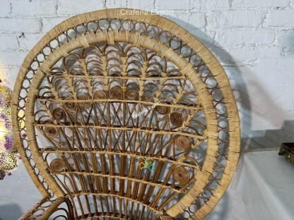 Rattan Cane Bamboo Grand Peacock Chair for Living Room | Natural Wooden Color - Image 4