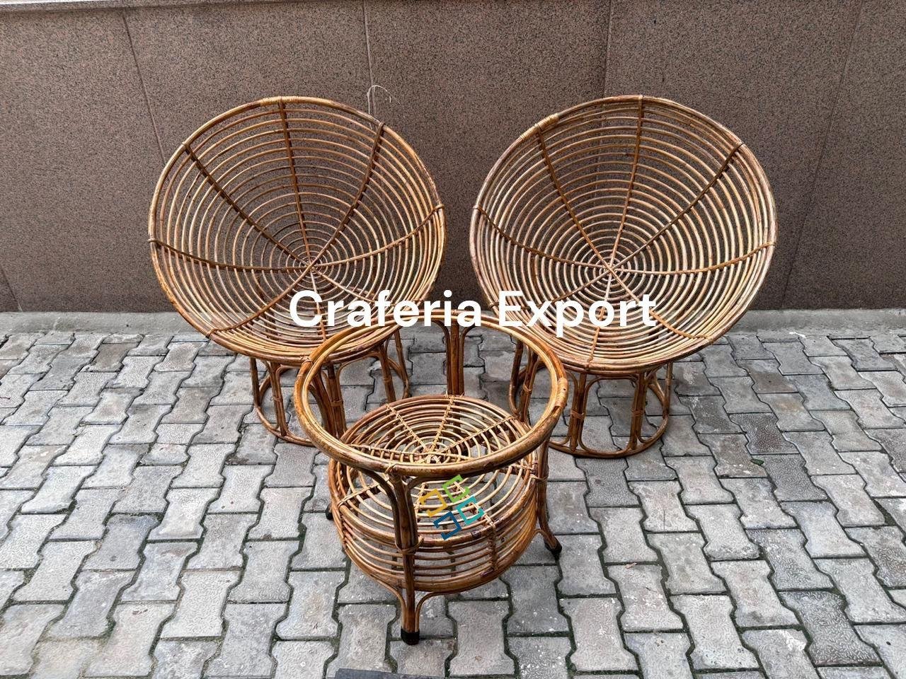 Cane Round Relaxing Chairs Table Set for Home, Cafe, Events & Hotels | Comfortable Round Cane Chair for Indoor–Outdoor Seating - Image 4
