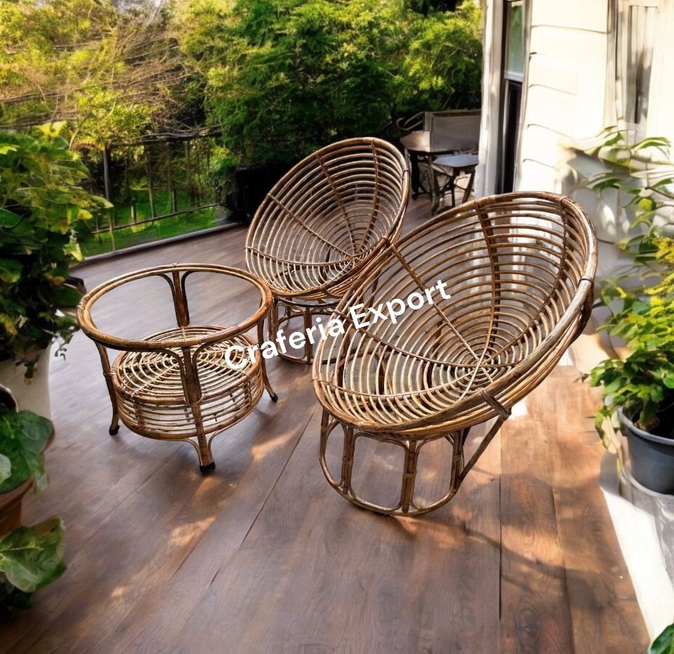 Cane Round Relaxing Chairs Table Set for Home, Cafe, Events & Hotels | Comfortable Round Cane Chair for Indoor–Outdoor Seating - Image 3