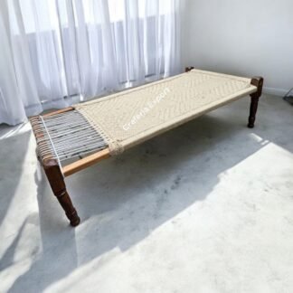 Wooden Charpai plain Natural Sute | Handwoven Khaat Khatiya for Outdoor Indoor comfortable seating charpai