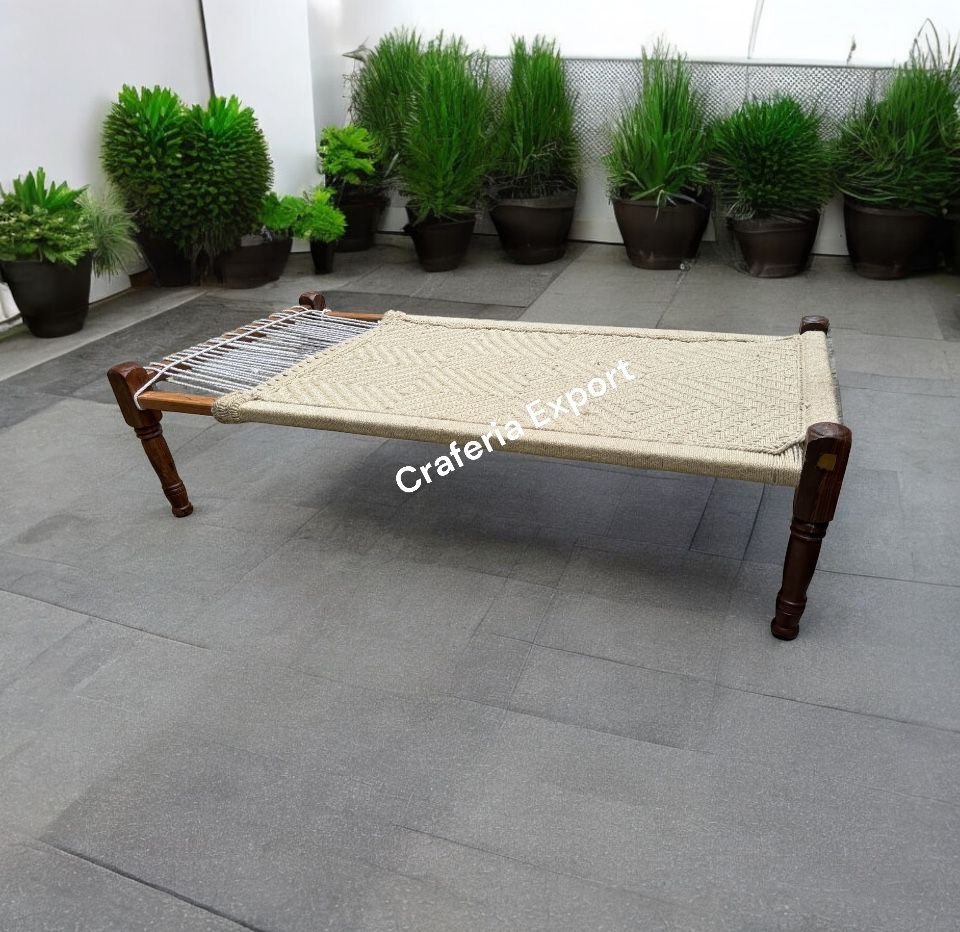 Wooden Charpai plain Natural Sute | Handwoven Khaat Khatiya for Outdoor Indoor comfortable seating charpai - Image 3