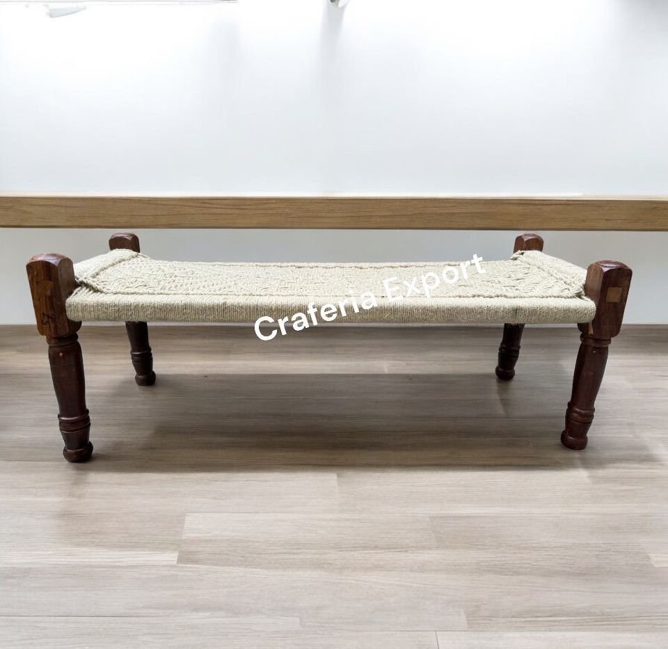 Handwoven Wooden Bench /Seating Patio Bench khatiya for indoor outdoor - Image 2