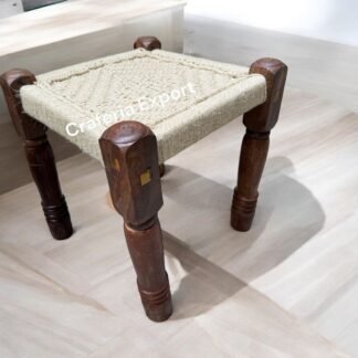 Handwoven sitting wooden pidha stool for oudoor/balcony/terrace/cafe/hotel