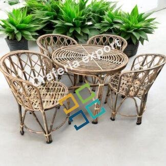 Mudda Bamboo Cane Dining Table Set 4 seater | Outdoor Bait Kursi Set Living Room/ Cafe/Hotel