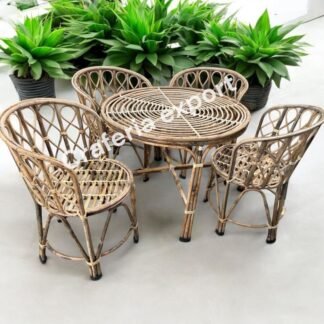 Mudda Bamboo Cane Dining Table Set 4 seater | Outdoor Bait Kursi Set Living Room/ Cafe/Hotel