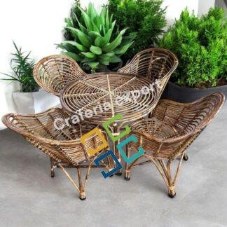 Bamboo Cane Chair for Balcony, Arm, Lawn, Heena Dining Table Indoor Outdoor Chair Set