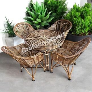 Bamboo Cane Chair for Balcony, Arm, Lawn, Heena Dining Table Indoor Outdoor Chair Set