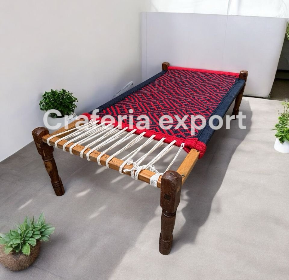 Charpai Deshi Khatiya Khaat Khatla Indoor Outdoor Indian Wooden Handmade - 6ft by 3ft - Image 2