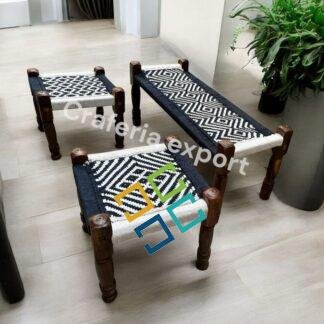 Wooden Bench Pidha / Stools Set for indoor outdoor furniture | Balcony Garden Set