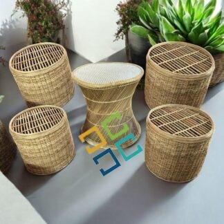 Cane Bunai Coffee Table Stool For Restaurant Cafe Use | Bamboo Muda stools for indoor outdoor /balcony cafe stools