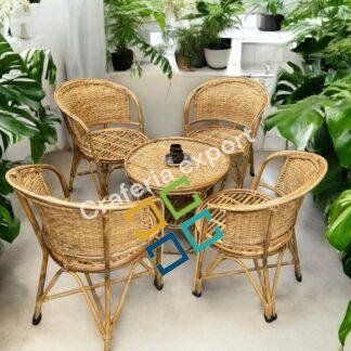 Cane Wicker Outdoor Chair And Table Furniture Set / Dining chair table set for Indoor Outdoor / Living Room / Garden / Balcony / Cafe Hotel / Restaurants