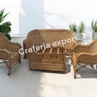 Cane Sofa Set | Bunai Cane Three Seater Sofa with Sofa Chairs Set | Rattan Cane Sofa Set