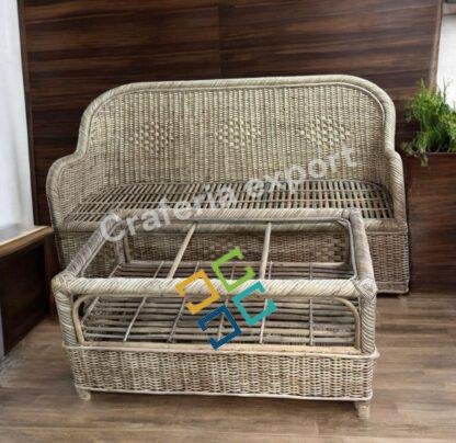 Full Bunai Cane Sofa Set Furniture for Indoor Outdoor | Three Seater Sofa with Sofa Chairs Table Set - Image 2