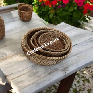 Bamboo Tray | Cane Serving Tray | Rattan Decorative Tray for Tabletop decor , gifting ,storage basket, tea coffee serving - Set of 3