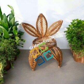 Handmade Lotus Leaf Style Rattan Wicker Chair Floral Design Elegant Bamboo Seat