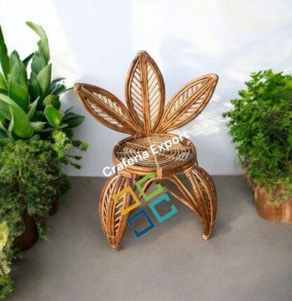 Handmade Lotus Leaf Style Rattan Wicker Chair Floral Design Elegant Bamboo Seat
