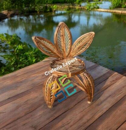 Handmade Lotus Leaf Style Rattan Wicker Chair Floral Design Elegant Bamboo Seat - Image 4