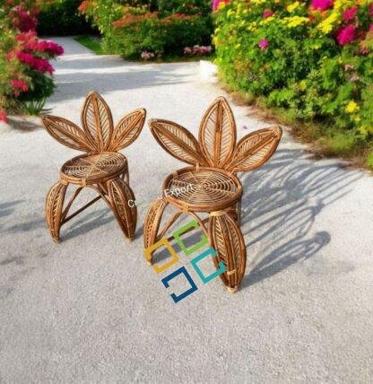 Handmade Lotus Leaf Style Rattan Wicker Chair Floral Design Elegant Bamboo Seat - Image 2