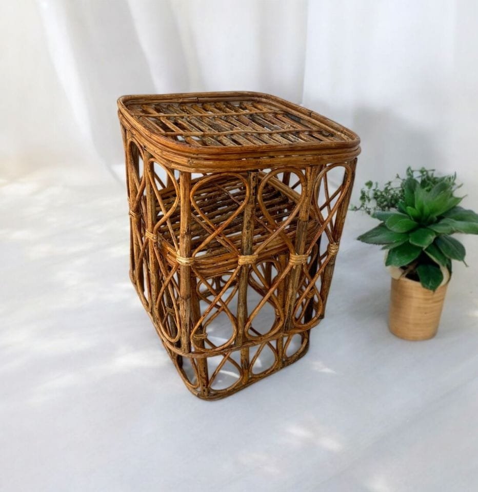 Cane Combo Stools for living room/ garden/Round Sitting Stools for Balcony/ Bamboo Stools (16 by 17inch , 14 by 15inch) - Image 2