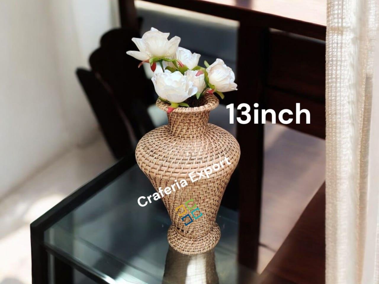 Rattan Handmade Flower Vases / Wicker Cane Pot Stand Home Decor 10inch, 13inch,14inch - Image 3