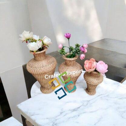 Rattan Handmade Flower Vases / Wicker Cane Pot Stand Home Decor 10inch, 13inch,14inch - Image 4