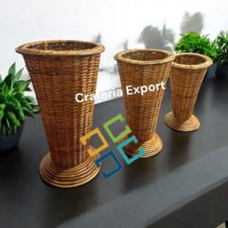 Wicker Decorative Flower Vase for pampas, Home Decor flower pot set of 3 , Table Decorative Rattan Cane Flower Vases for Office, Wedding, Cafe
