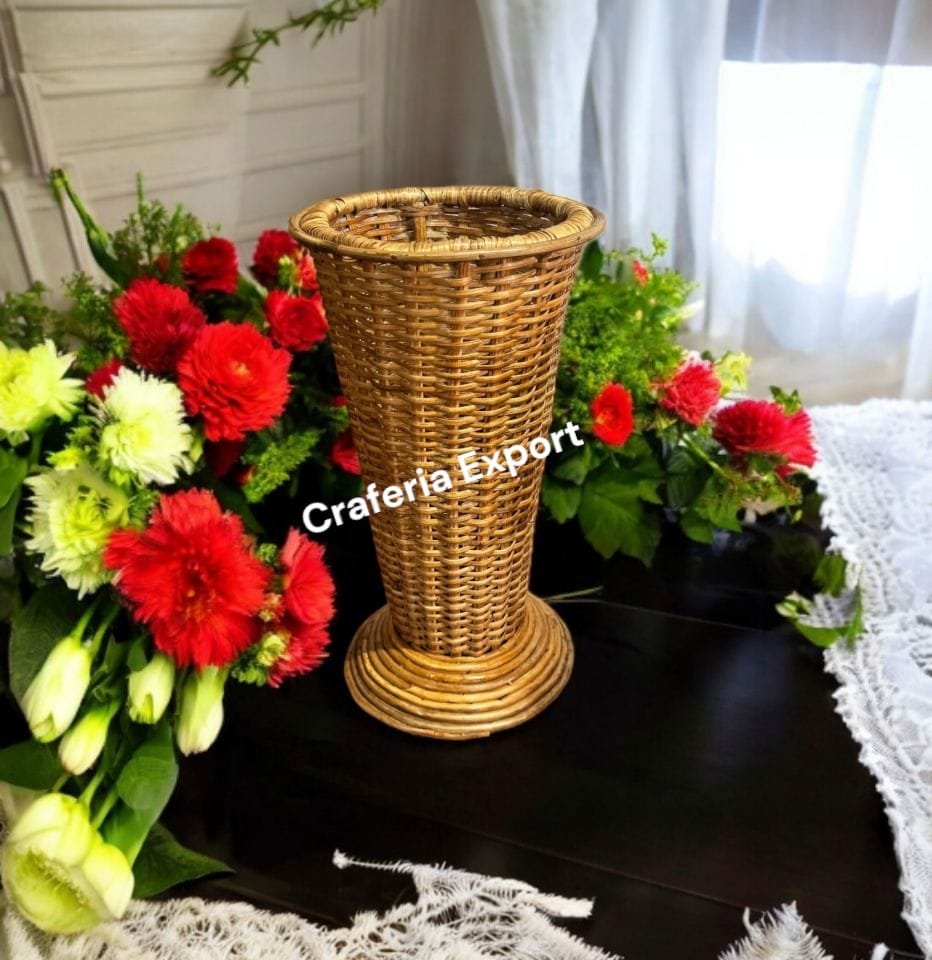 Wicker Decorative Flower Vase for pampas, Home Decor flower pot set of 3 , Table Decorative Rattan Cane Flower Vases for Office, Wedding, Cafe - Image 5