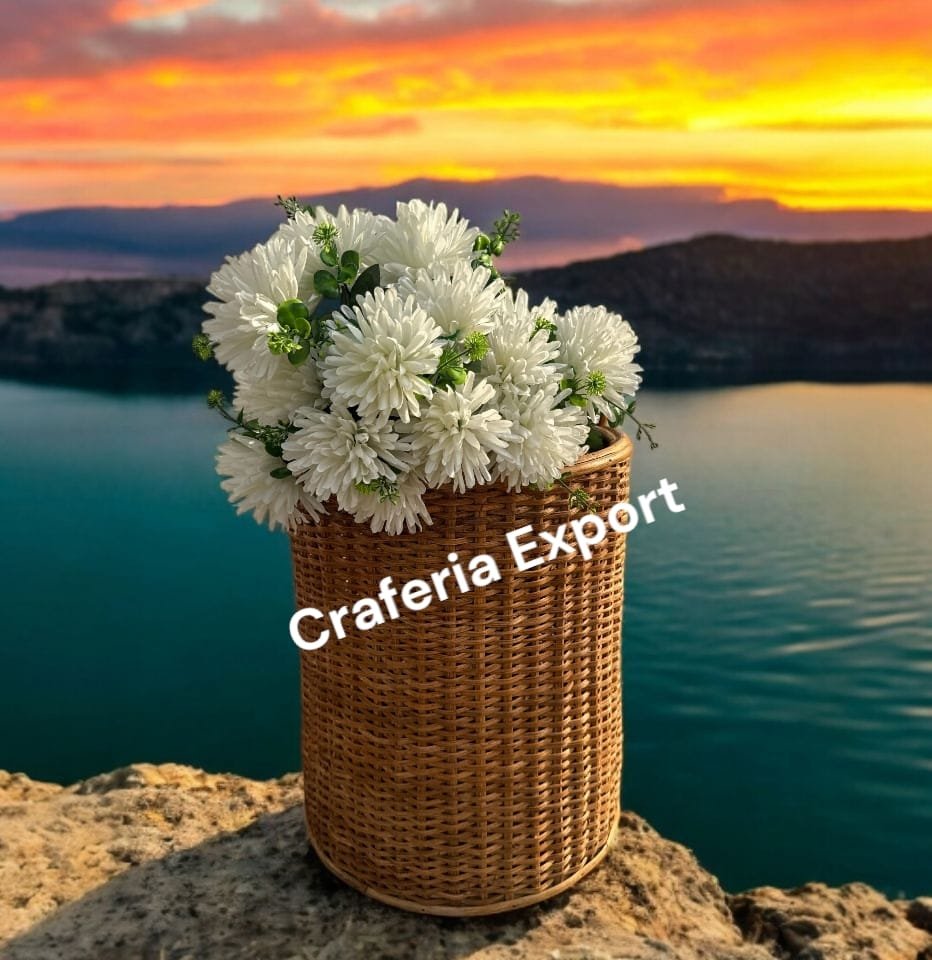 Cane Wicker Storage Round Basket | Rattan Cane Laundry Basket for Decor Artificial Flower / Clothes / Toys /Storage Bin / Bamboo Round Basket for indoor outdoor - Image 4