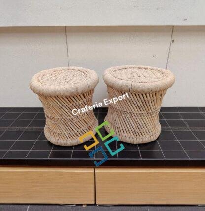 Handmade Natural Bamboo Chairs Stool With Table Furniture Set For Living Room Hotel Cafe - Image 3