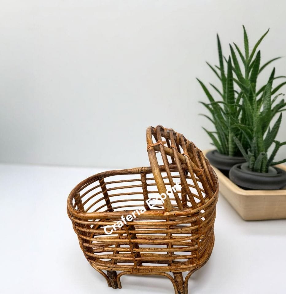 Bamboo Cane Baby Bed for Photography Prop /Cane Pram for Photos / Newborn Baby Photoshoot Cane Bed Prop - Image 4