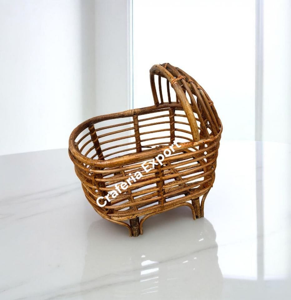 Bamboo Cane Baby Bed for Photography Prop /Cane Pram for Photos / Newborn Baby Photoshoot Cane Bed Prop - Image 3