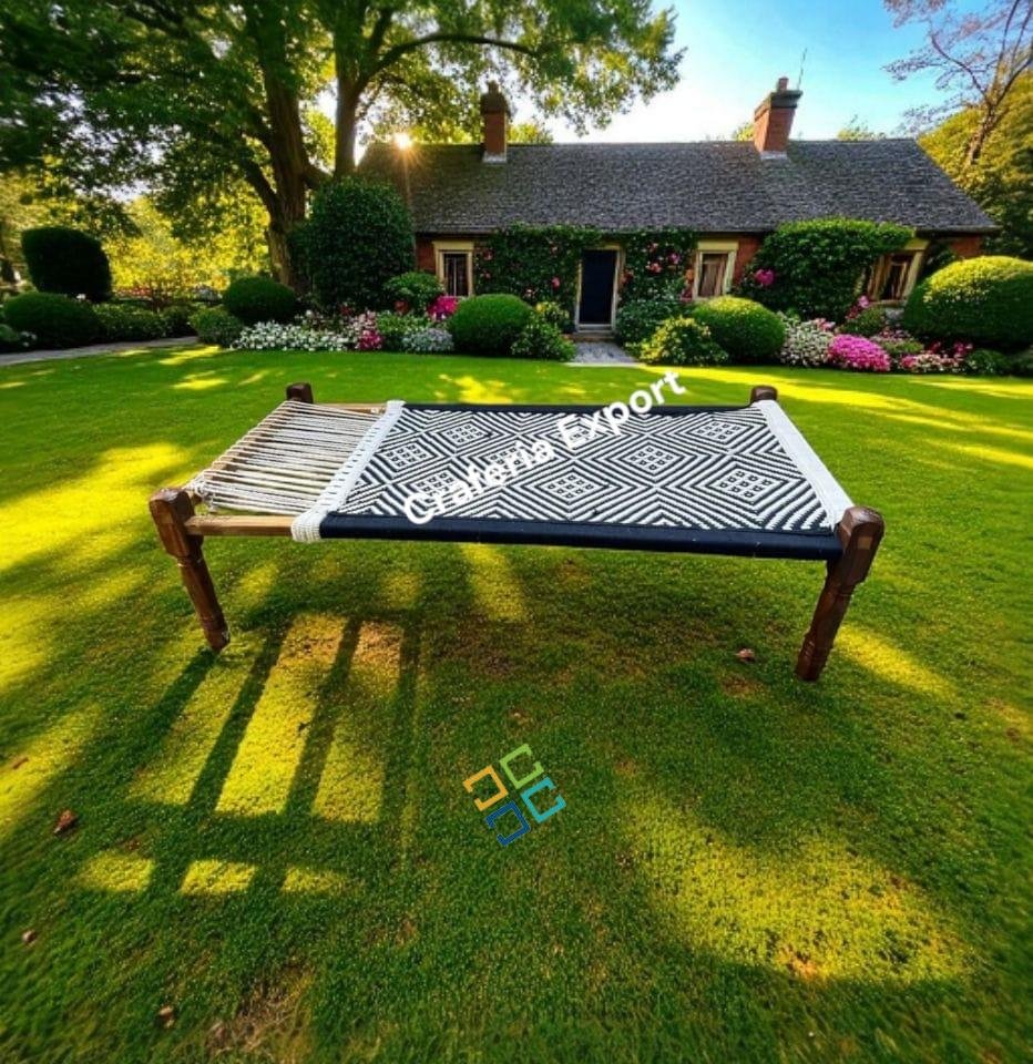Wooden Charpai/Khaat/Cot for Indoor Outdoor / Khatiya With Removable Legs