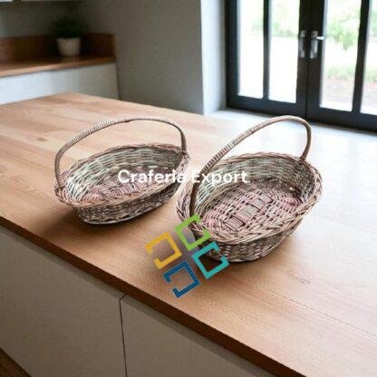 Handwoven Wicker Basket with Handle / Gift Hamper Baskets for multi-purpose use for home decor, gifts -size (14 by 10 inch , 16 by 11 inch) - Image 7