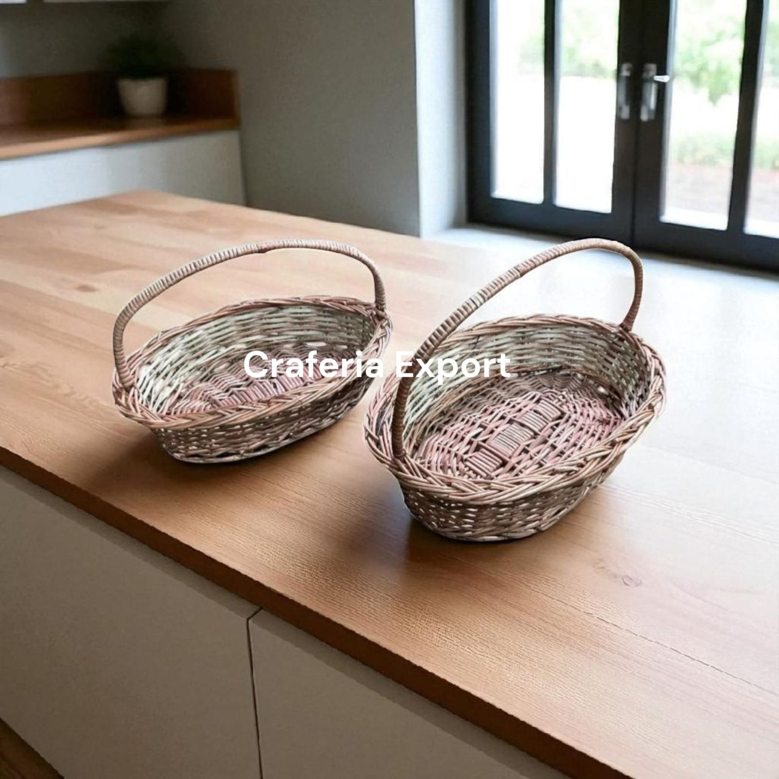 Handwoven Wicker Basket with Handle / Gift Hamper Baskets for multi-purpose use for home decor, gifts -size (14 by 10 inch , 16 by 11 inch) - Image 7