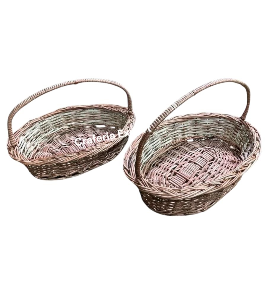 Handwoven Wicker Basket with Handle / Gift Hamper Baskets for multi-purpose use for home decor, gifts -size (14 by 10 inch , 16 by 11 inch) - Image 6