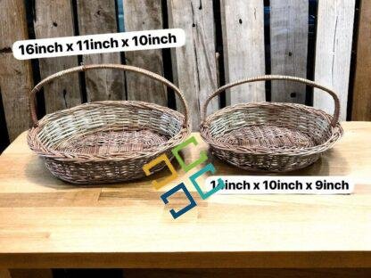 Handwoven Wicker Basket with Handle / Gift Hamper Baskets for multi-purpose use for home decor, gifts -size (14 by 10 inch , 16 by 11 inch) - Image 4