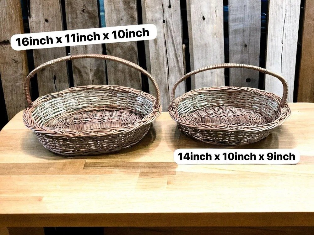 Handwoven Wicker Basket with Handle / Gift Hamper Baskets for multi-purpose use for home decor, gifts -size (14 by 10 inch , 16 by 11 inch) - Image 4