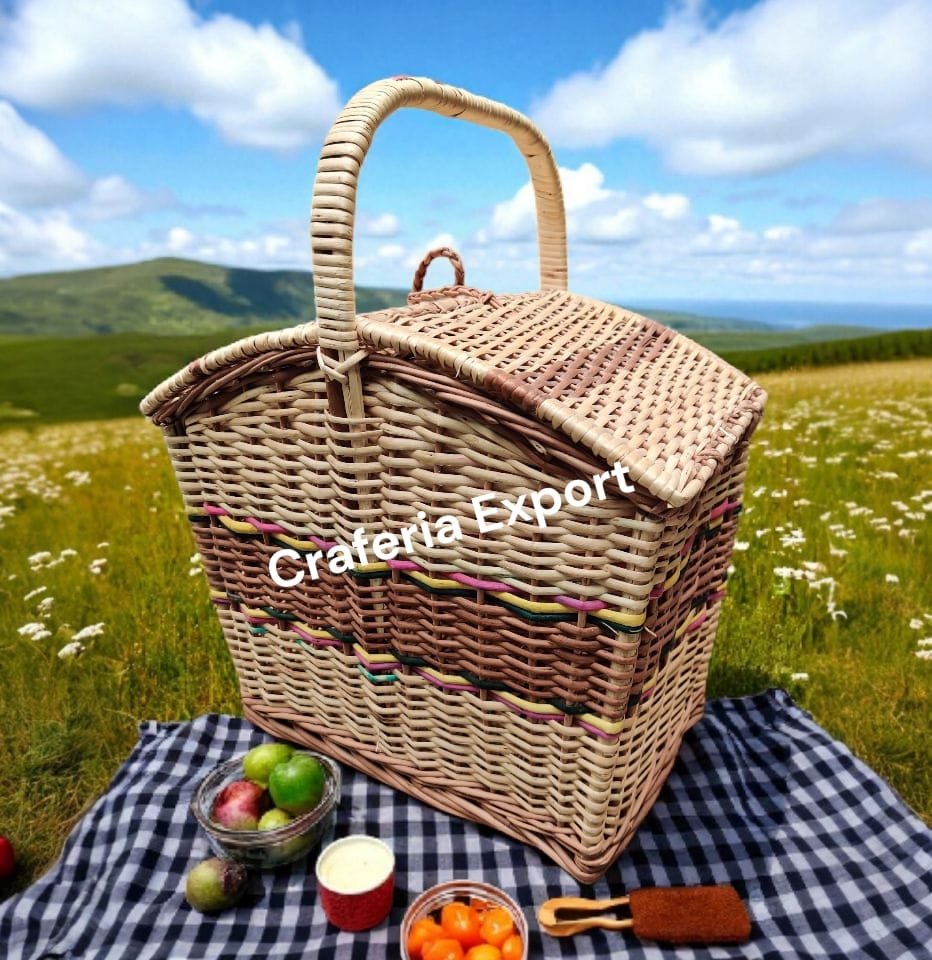 Willow Picnic Basket | Cane Multi-use Basket | Gift Hamper Wicker Baskets - Image 3