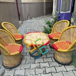 Bamboo Chair table set (6 + 2 ) | outdoor chair table set