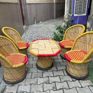 Bamboo Chair table set (6 + 2 ) | outdoor chair table set