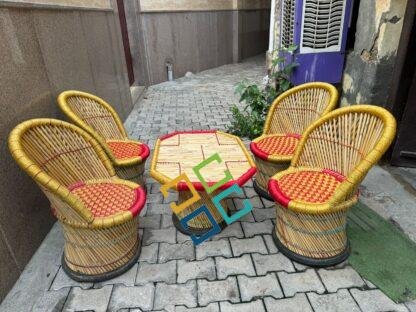 Bamboo Chair table set (6 + 2 ) | outdoor chair table set