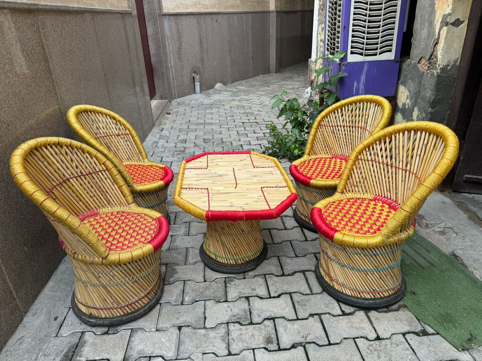 Bamboo Chair table set (6 + 2 ) | outdoor chair table set