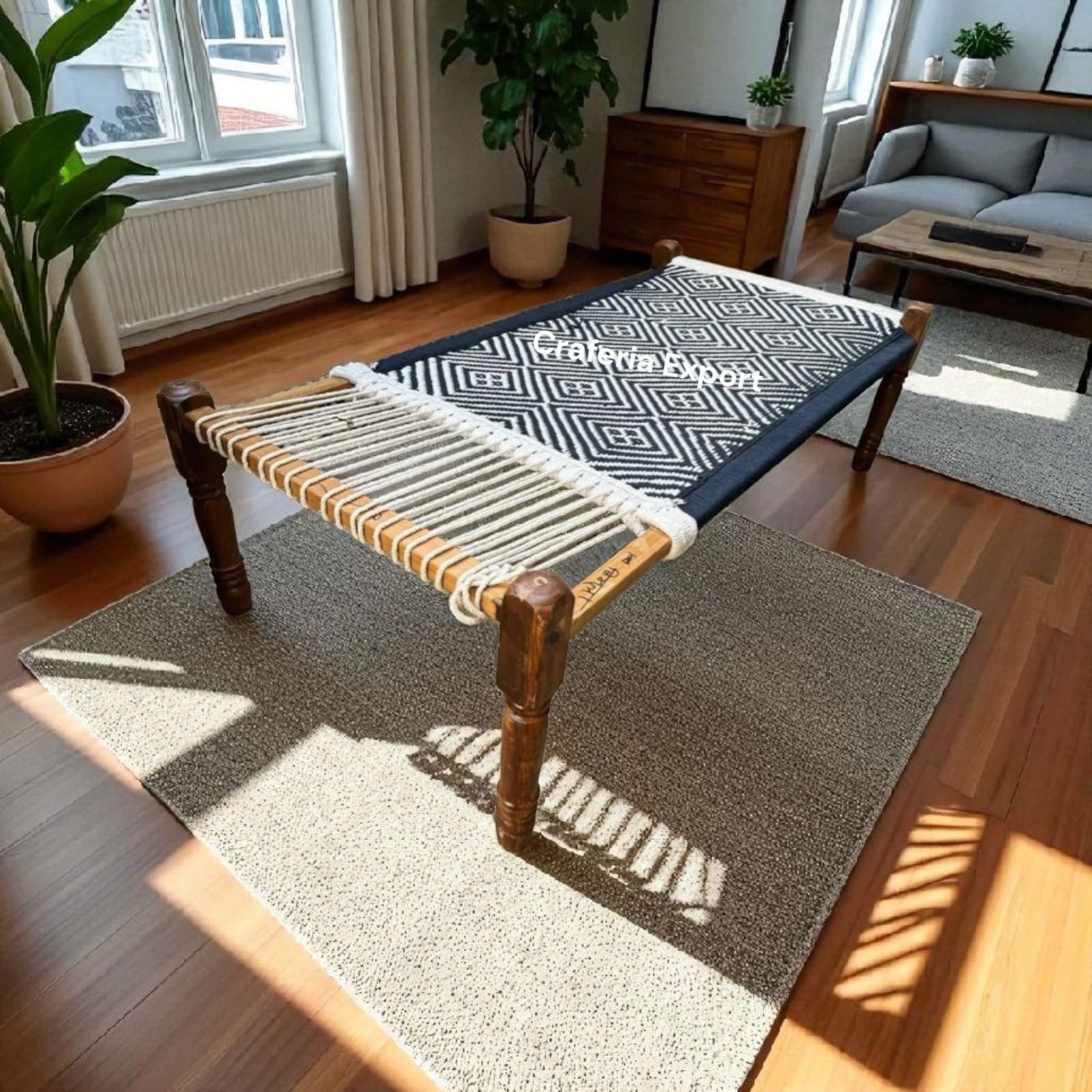 Wooden Charpai/Khaat/Cot for Indoor Outdoor / Khatiya With Removable Legs - Image 2