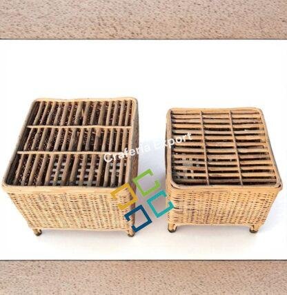 Cane Square Comboo Table For Multipurpose Use - Image 4