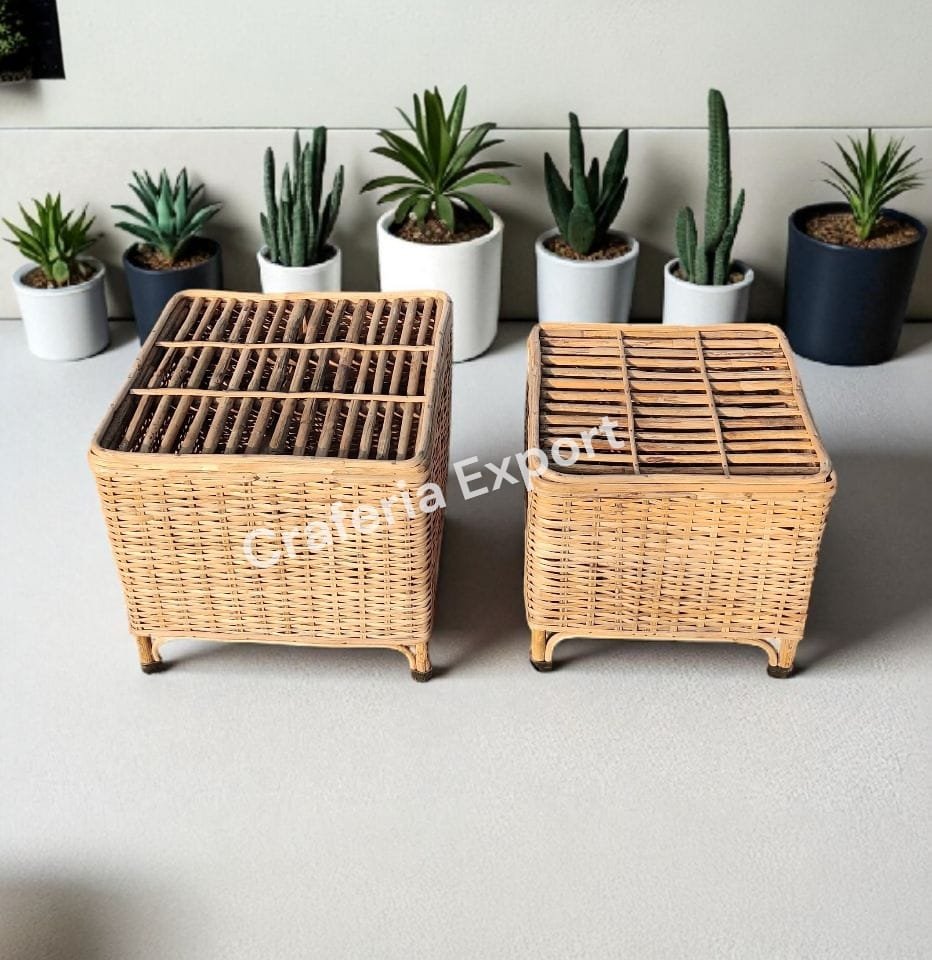 Cane Square Comboo Table For Multipurpose Use - Image 5