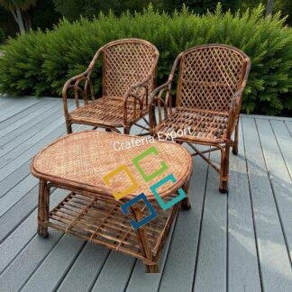 Cane Sofa Chairs with Table Set | Bait Chairs for indoor outdoor Cafe /Hotels/Home