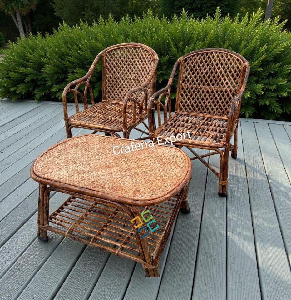 Cane Sofa Chairs with Table Set | Bait Chairs for indoor outdoor Cafe /Hotels/Home