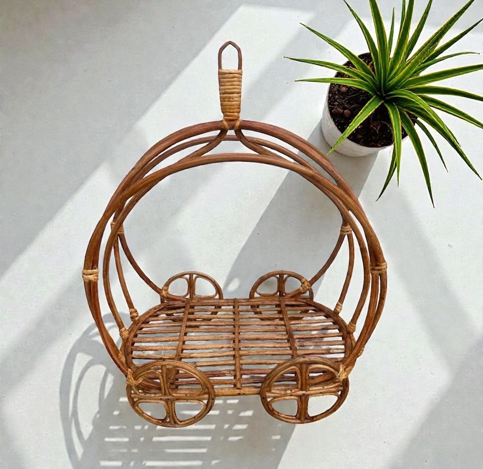 Cane Hanging Basket for Newborn Baby Shoot, Wheel Hanging Basket Toddler Shoot, or Kids Photography Props | Basket for Flower Hanging - Image 3