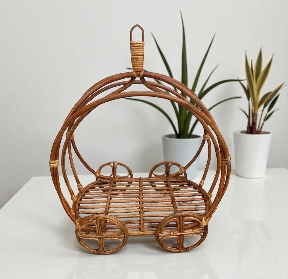 Cane Hanging Basket for Newborn Baby Shoot, Wheel Hanging Basket Toddler Shoot, or Kids Photography Props | Basket for Flower Hanging